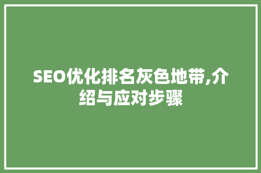 SEO优化排名灰色地带,介绍与应对步骤