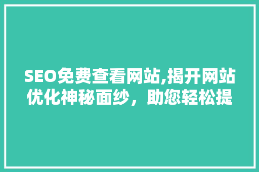 SEO免费查看网站,揭开网站优化神秘面纱，助您轻松提升网站排名