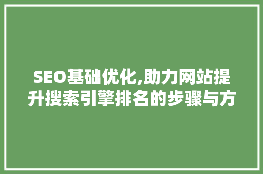 SEO基础优化,助力网站提升搜索引擎排名的步骤与方法