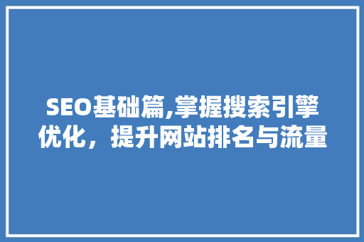 SEO基础篇,掌握搜索引擎优化，提升网站排名与流量