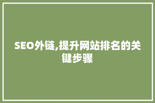 SEO外链,提升网站排名的关键步骤