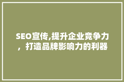 SEO宣传,提升企业竞争力，打造品牌影响力的利器