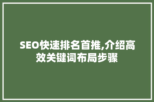 SEO快速排名首推,介绍高效关键词布局步骤