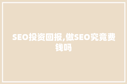 SEO投资回报,做SEO究竟费钱吗