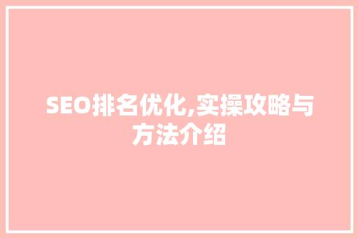 SEO排名优化,实操攻略与方法介绍