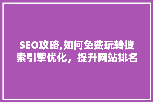 SEO攻略,如何免费玩转搜索引擎优化，提升网站排名
