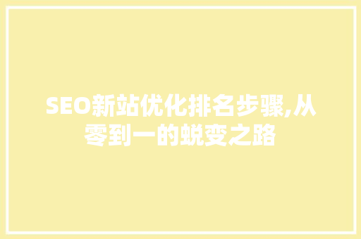 SEO新站优化排名步骤,从零到一的蜕变之路