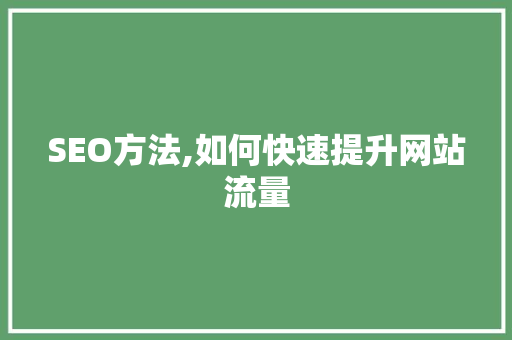 SEO方法,如何快速提升网站流量
