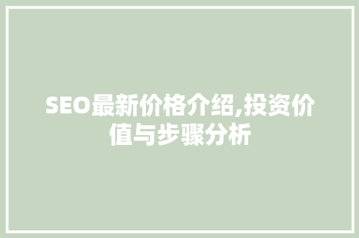 SEO最新价格介绍,投资价值与步骤分析