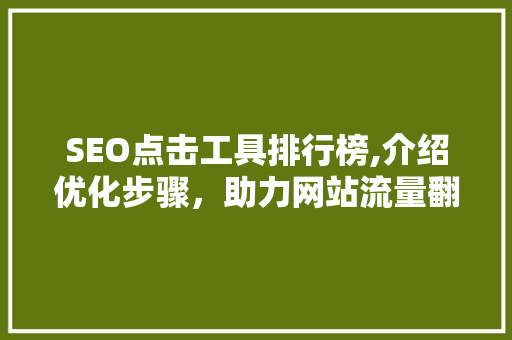 SEO点击工具排行榜,介绍优化步骤，助力网站流量翻倍