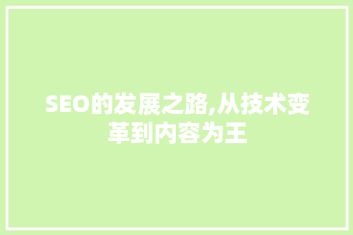 SEO的发展之路,从技术变革到内容为王