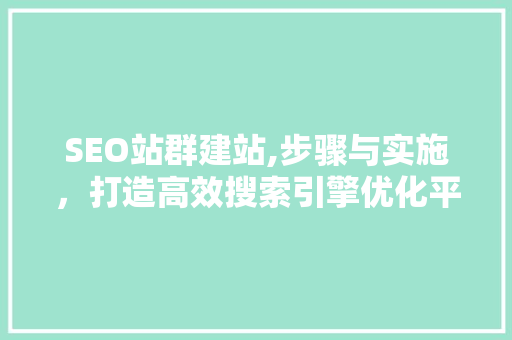 SEO站群建站,步骤与实施，打造高效搜索引擎优化平台