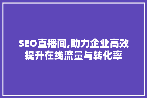 SEO直播间,助力企业高效提升在线流量与转化率