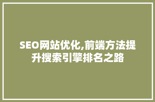 SEO网站优化,前端方法提升搜索引擎排名之路