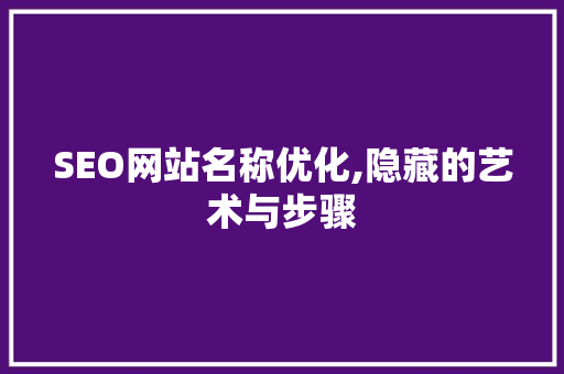 SEO网站名称优化,隐藏的艺术与步骤