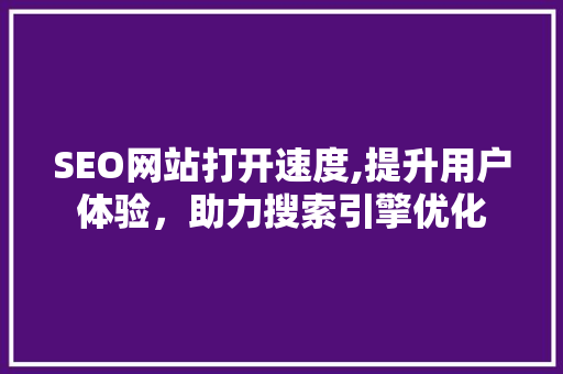 SEO网站打开速度,提升用户体验，助力搜索引擎优化