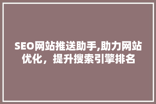 SEO网站推送助手,助力网站优化，提升搜索引擎排名