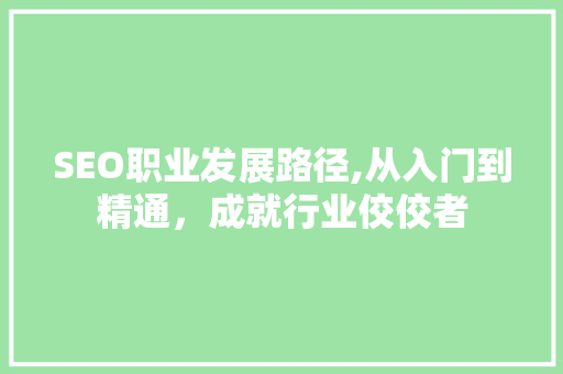 SEO职业发展路径,从入门到精通，成就行业佼佼者