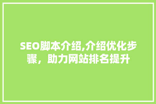 SEO脚本介绍,介绍优化步骤，助力网站排名提升