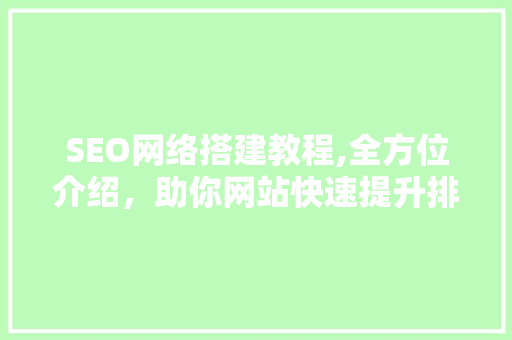 SEO网络搭建教程,全方位介绍，助你网站快速提升排名