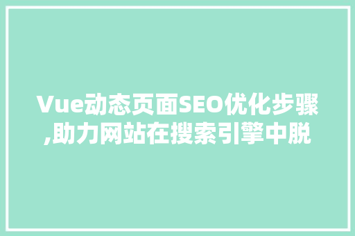 Vue动态页面SEO优化步骤,助力网站在搜索引擎中脱颖而出