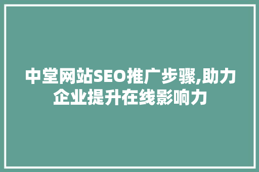 中堂网站SEO推广步骤,助力企业提升在线影响力