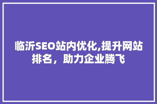 临沂SEO站内优化,提升网站排名，助力企业腾飞