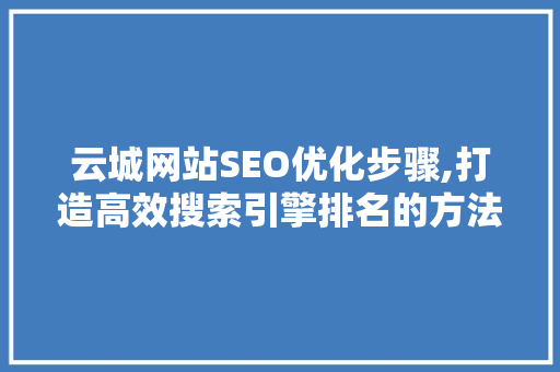 云城网站SEO优化步骤,打造高效搜索引擎排名的方法