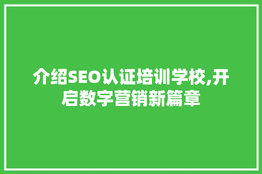 介绍SEO认证培训学校,开启数字营销新篇章