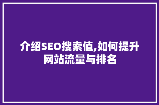介绍SEO搜索值,如何提升网站流量与排名
