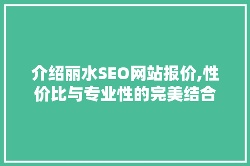 介绍丽水SEO网站报价,性价比与专业性的完美结合