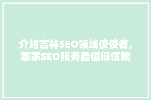 介绍吉林SEO领域佼佼者,哪家SEO服务最值得信赖