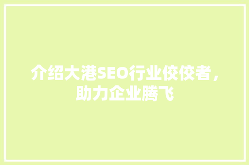 介绍大港SEO行业佼佼者，助力企业腾飞