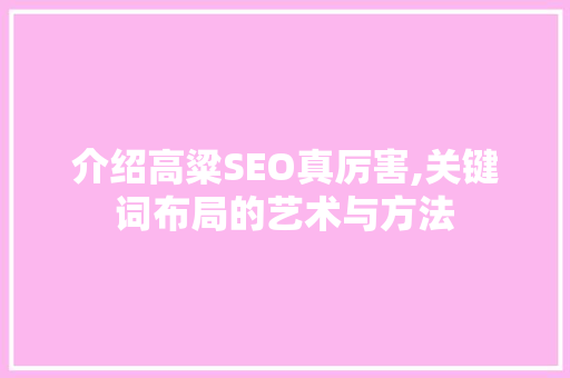 介绍高粱SEO真厉害,关键词布局的艺术与方法