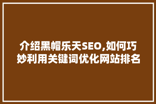 介绍黑帽乐天SEO,如何巧妙利用关键词优化网站排名