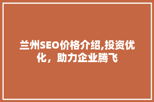 兰州SEO价格介绍,投资优化，助力企业腾飞