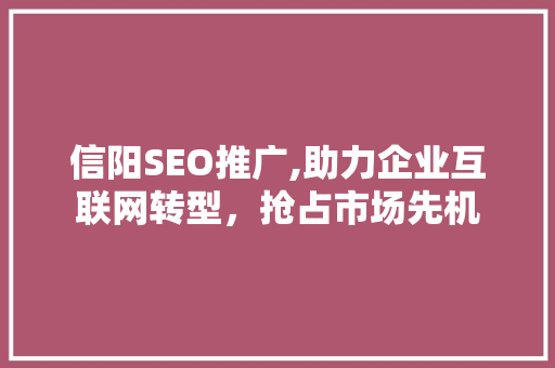 信阳SEO推广,助力企业互联网转型，抢占市场先机