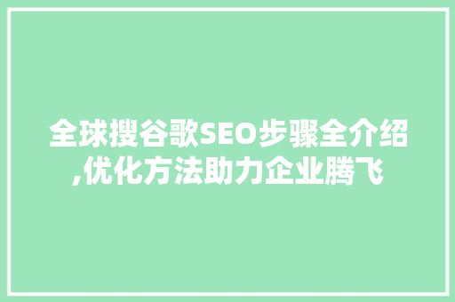 全球搜谷歌SEO步骤全介绍,优化方法助力企业腾飞