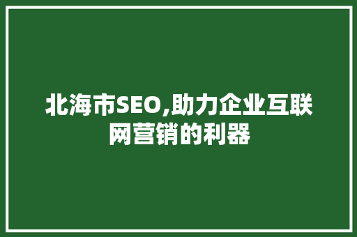 北海市SEO,助力企业互联网营销的利器