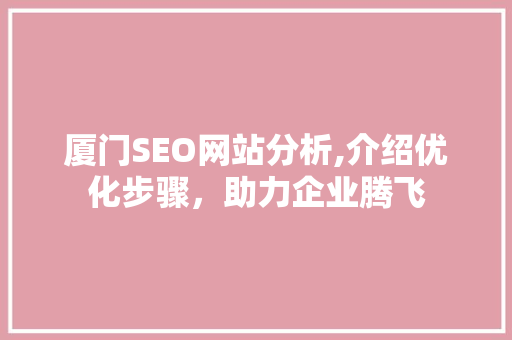 厦门SEO网站分析,介绍优化步骤，助力企业腾飞