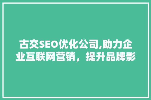 古交SEO优化公司,助力企业互联网营销，提升品牌影响力