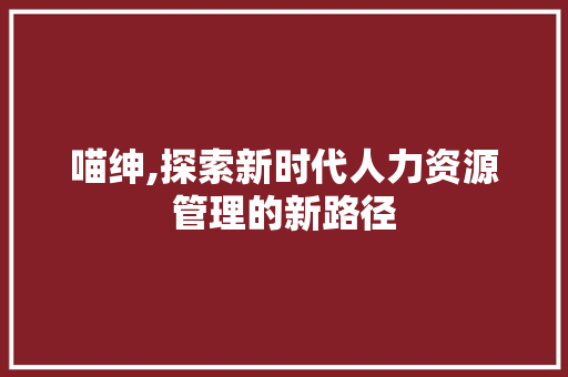 喵绅,探索新时代人力资源管理的新路径