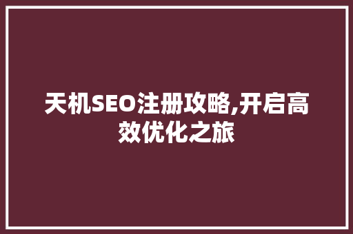 天机SEO注册攻略,开启高效优化之旅