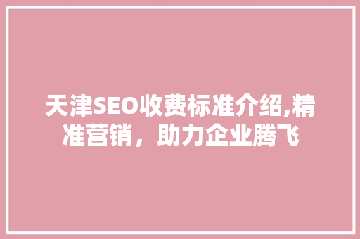 天津SEO收费标准介绍,精准营销，助力企业腾飞