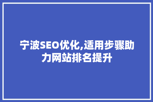 宁波SEO优化,适用步骤助力网站排名提升