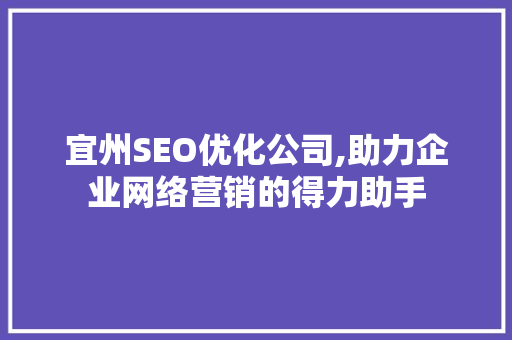 宜州SEO优化公司,助力企业网络营销的得力助手