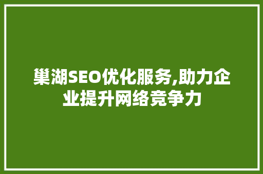 巢湖SEO优化服务,助力企业提升网络竞争力
