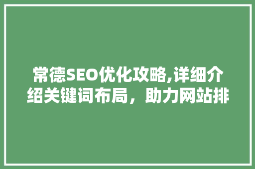 常德SEO优化攻略,详细介绍关键词布局，助力网站排名提升