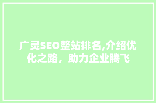 广灵SEO整站排名,介绍优化之路，助力企业腾飞