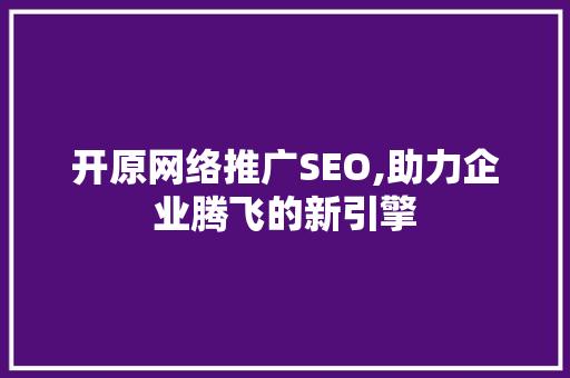 开原网络推广SEO,助力企业腾飞的新引擎